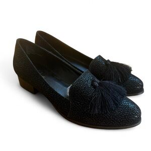 Nicole Miller Black Velvet Loafers Size 6